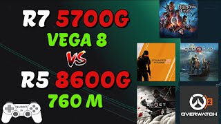 RYZEN 7 5700G x RYZEN 5 8600G  BENCHMARK  TESTE EM 5 JOGOS  VEGA 8  760M  16GB RAM [upl. by Anderer]