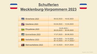 Schulferien Mecklenburg Vorpommern 2023 [upl. by Yrehcaz]