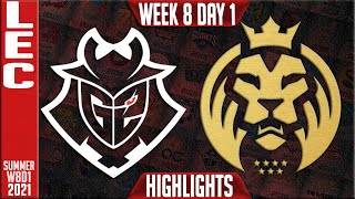 G2 vs MAD Highlights  LEC Summer 2021 W8D1  G2 Esports vs MAD Lions [upl. by Swisher]