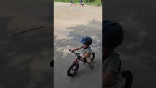 Dad Watch This 3 year old Strider BMX kid goes Top Speed into Ramp shorts strider 3yearold [upl. by Alexandr]