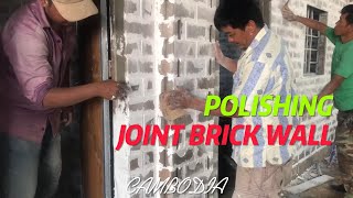 POLISHING JOINT BRICK WALL BEFORE PAINTING [upl. by Eaves907]