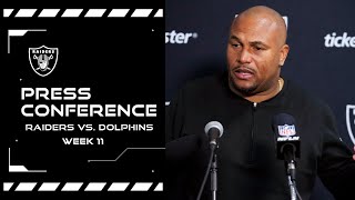 Coach Pierce and Aidan OConnell Postgame Presser  Week 11 vs Dolphins  NFL [upl. by Bennink]