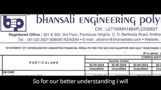 Bhansali Engineering Results  BEPL Bhansali Engineering Share News Bhansali Engineering Q2 Result [upl. by Aspa]