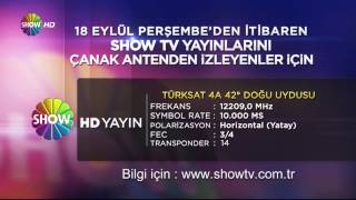 Showtv hd 18 eylülde Turksat 4Ada şifresiz [upl. by Oyr242]