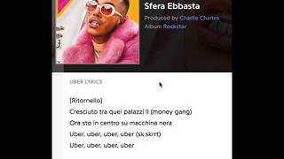 Sfera ebbasta  uber lyrics [upl. by Eigger218]