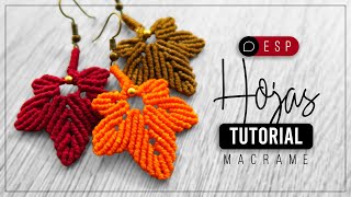 Hojas Otoño » 🍁 tutorial  como hacer aros con maple de hilo  diy ● Earrings 216 [upl. by Elbertina921]