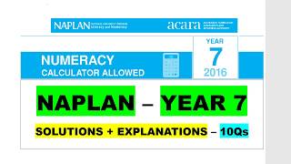 NAPLAN – YEAR 7 NUMERACY calc 2016 10Qs [upl. by Rosdniw]