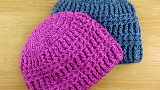 Womens crochet hat adult beanie fast and easy [upl. by Elston]