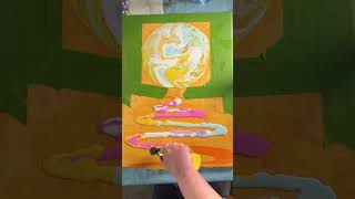 Artist is creating an art piece using multiple different pour techniques [upl. by Agan280]