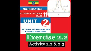 Mathematics Grade 11 Unit 2 Exercise 22 and Activity 22 amp 23 Girma21​ [upl. by Narmak]