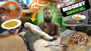 Pakistans Biggest Shapatar Roll in Karachi  Most Famous Karachi Haleem  Burns Road Food Street [upl. by Almat910]