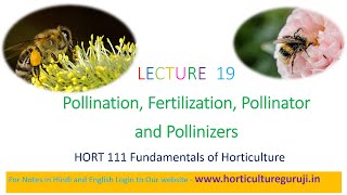 HORT111 Lecture 19 Pollination Fertilization Pollinators and Pollinizer  परागण और निषेचन [upl. by Llerral]