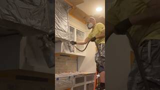 Spraying kitchen cabinets with Renner Paint with TitanSpeeflo hvlp paintlife painting painter [upl. by Lamphere70]