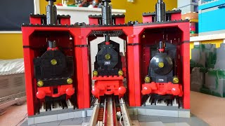 Layout 3 driving in an out of the shed 🚂 LEGO 12v Trains [upl. by Ihcas]