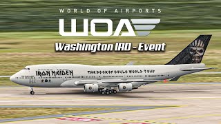 Iron Maiden Washington Dulles Airport IAD  World of Airports Event  Gameplay  Plane Spotting [upl. by Atinyl]