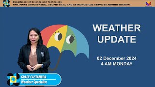 Public Weather Forecast issued at 4AM  December 02 2024  Monday [upl. by Acinoj]