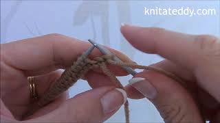 Tutorial 4 Purl stitch and stockinette stitch Knit a Teddy Dog Body Row 2 [upl. by Yrovi]