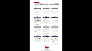 Calendario Laboral 2019  Festivos nacionales 2019 [upl. by Nikolai]