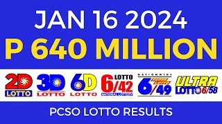 Lotto Result January 16 2024 9pm PCSO [upl. by Ahen801]