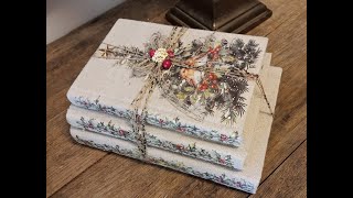 UPDATE We updated video wbetter audio IOD Burlap quotFauxlapquot Christmas Book Stack DIY [upl. by Ardnas]