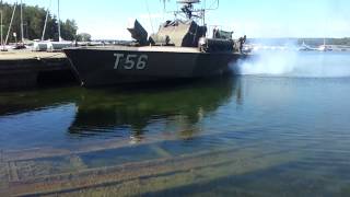 Swedish Torpedo boat from the 50s starting her 3X1650Hp diesels Massive sound [upl. by Rabkin]