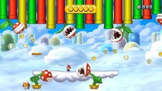 New Super Mario Bros U  CloudTop Coin Evasion Gold Medal [upl. by Nuyh]