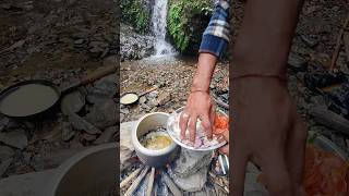 Crispychicken biryani recipe in jungle trip with friendswaterfallcookingfoodchickenviraljungle [upl. by Cadel]