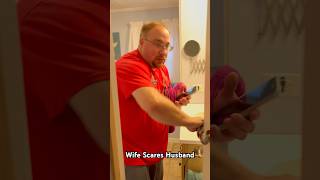 Wife Scares Husband scaredycat husbandandwifecomedyshorts marriedlife [upl. by Kinch]