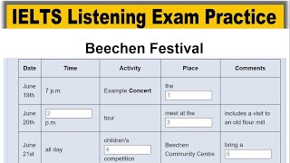 Beechen Festival listening practice test 2024 with answers  IELTS Listening Practice Test 2024 [upl. by Kendra]