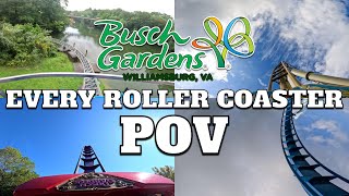 Every Roller Coaster at Busch Gardens Williamsburg POV 5K 2023 [upl. by Tenay263]