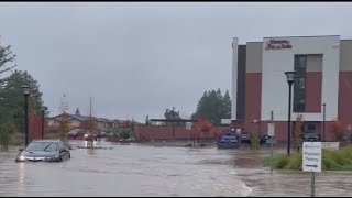 Flooding causes sinkholes and traps hundreds at a Santa Rosa Sutter clinic and Hampton Inn [upl. by Lily]