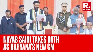 WATCH Nayab Saini Sworn In As Haryana’s New CM Along With 4 BJP Leaders 1 Independent MLA [upl. by Enoval]