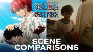 Shanks Saves Luffy and Lost His Arm Anime Vs Live Action sidebyside comparison [upl. by Berna31]