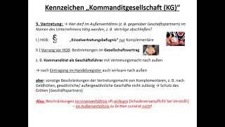 Rechtsformen von Unternehmen 4 Die Kommanditgesellschaft KG [upl. by Treva]