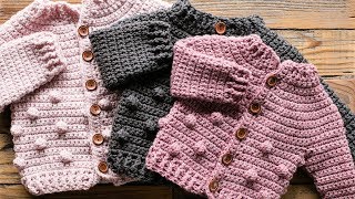 How to Crochet a Bobble Baby Sweater [upl. by Kendell192]