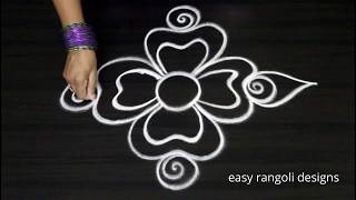 Beginners freehand rangoli kolam designs  simple muggulu without dots [upl. by Peters]