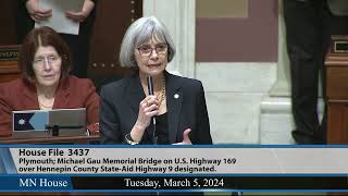 Minnesota House passes HF3437 to designate Michael Gau Memorial Bridge 3424 [upl. by Chard]