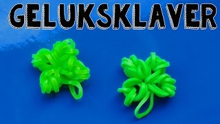 ♥ Rainbow Loom Nederlands Klavertje Vier ♥ ZONDER LOOM ♥ Geluksklavertje [upl. by Latsyrcal]