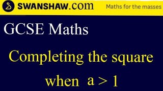 Completing the square when a is bigger than 1 [upl. by Notlad]