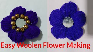 Easy Woolen Flower Making Amazing Woolen Flower Craft ideas Using Finger [upl. by Hanahs233]