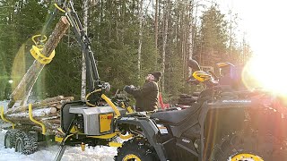 Canam 1000cc Forest work with a Custom Hydraulic Log Trailer and Crane [upl. by Willow]