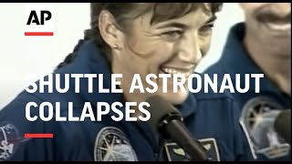 Shuttle astronaut collapses during welcome home ceremony [upl. by Rapsag]