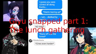 Demon Slayer texting stories GiyiShino Giyu Snaps part 1 Lunch gathering [upl. by Asyen]