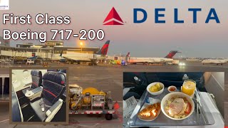 Delta Airlines First Class Review on Boeing 717200 Minneapolis  Newark [upl. by Garling]