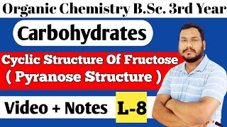 Cyclic Structure Of Fructose Pyranose Structure Carbohydrates BSc 3rd year organic chemistry [upl. by Oflodur]