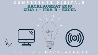 Bacalaureat 2018  Competente Digitale  Ziua 1  Fisa B  Excel [upl. by Alyahsal]