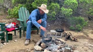 Making A Simple Campfire Breakfast in an Iron Skillet [upl. by Akinar]