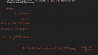 Calculating the total delay for a nonpersistent connection with parallel connections [upl. by Rorke]