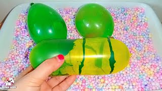 ASMR relaxing balloon sound  green balloons amp balloon pop sound effect [upl. by Gorlicki]