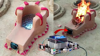 Make a free gas pressure Stove out of clay🫕🫕Primitive Skills  clay stove  New Technology🇵🇰 [upl. by Irish]